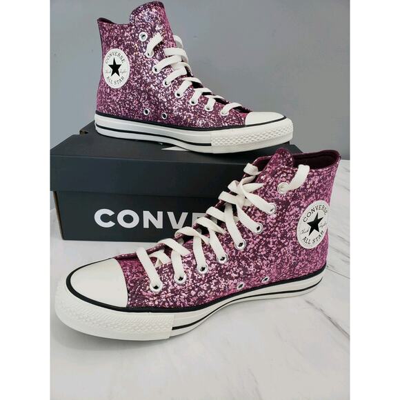 NEW Converse Chuck Taylor All Star Glitter Hi A11137C Orchid Abyss SNEAKER SHOES - Picture 8 of 8